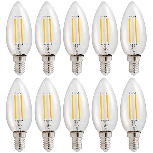 NCC-Licht 10er Pack LED Leuchtmittel in Kerzenform klar mit E14 Sockel 1 Watt 110 Lumen Warmweiß 2700K