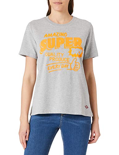 Superdry Womens Workwear Graphic Tee T-Shirt, Light Grey Marl, M