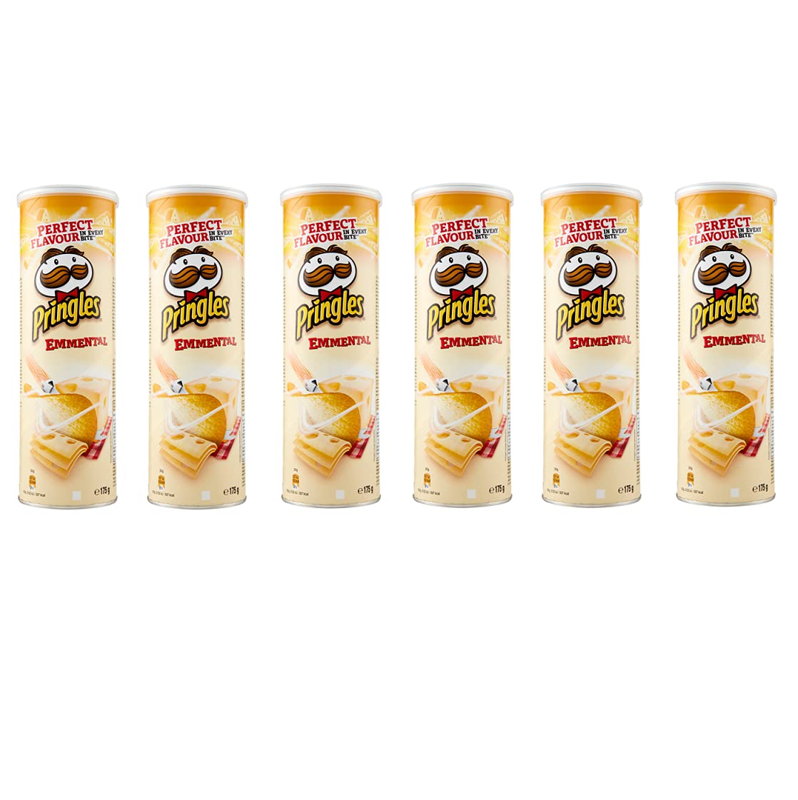 6x Pringles Emmental Knabbergebäck mit Emmental Kase Geschmack Chips 175g