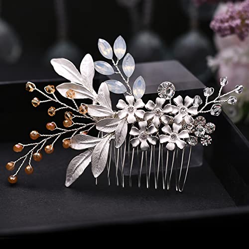 Haarkamm mit Blume, Brautschmuck, Hochzeits-Haarschmuck, elegante Perlen, Haarkamm für Damen, Haarschmuck, H310-S