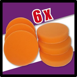 Kingbarney 6X Polierschwamm MEDIUM in orange 180mm (Klett) für die perfekte Lack-Arbeit/Kfz-Lackaufbereitung