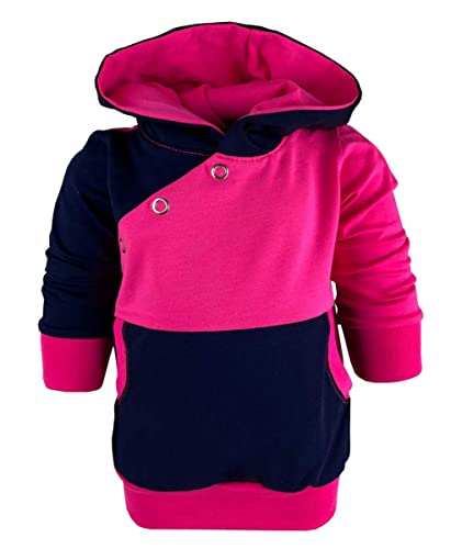 Langarm Kapuzen Hoodie Multicolor Shirt (Farbe Navy-pink) (Gr. 86-98)