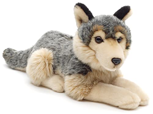 Uni-Toys - Grauwolf, liegend - 30 cm (Länge) - Plüsch-Wolf, Lupus - Plüschtier, Kuscheltier