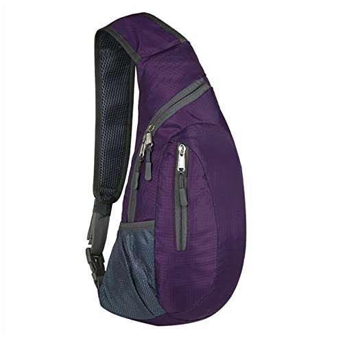 Zuverlässige Brusttaschen für Damen und Herren, Schultertasche, Crossbody-Tasche für Outdoor-Sport, Wandern, Reisen, violett
