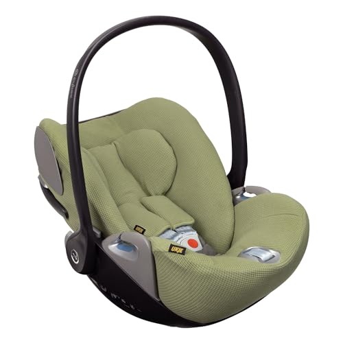 Ukje Bezug Kompatibel mit Cybex Cloud Z, Z2 & T i-size Autositz - Kindersitzbezug - Babyschale-Einlage – Neugeborenen-Stuhlbezug – Schutzhülle aus Baumwolle - Einfach zu installieren (Groen Wafel)