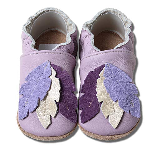 HOBEA-Germany Krabbelschuhe für Mädchen, Schuhgröße:22/23 (18-24 Monate), Modell Schuhe:Federn auf lila