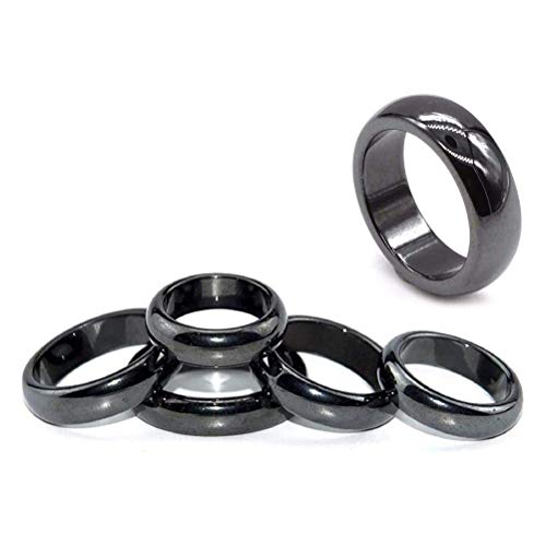 AADEE Hämatit-Stein-Ring, magnetisch, gebogen, absorbiert negative Energie, Kristalltherapie-Ring, kann Ihre Aura und Geist ausgleichen, Unisex, Schwarz