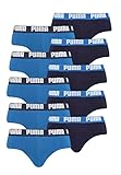 PUMA Basic Brief Men Herren Unterhose Pant Unterwäsche 10er Pack, Farbe:420 - True Blue, Bekleidungsgröße:S