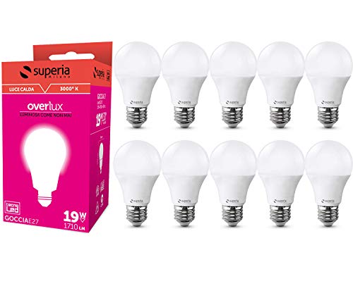 Superia E27 LED Drop Bulb, 19W (Äquivalent 130W), warmes Licht 3000K, 1710 lumen, SG27C, 10er-Pack