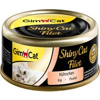 GimCat ShinyCat Filet Hühnchen mit Garnelen, Katzenfutter mit 100% Filet für ausgewachsene Katzen, Ohne Zuckerzusatz und glutenfrei, 48 Dosen (48 x 70 g)