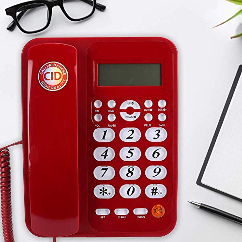 KX-T8003CID Büro Festnetztelefon,rotes kabelgebundenes Tischtelefon mit Anrufer ID FSK und DTMF, LCD Bildschirmanzeigen,einstellbare Lautstärke, Freisprechen Festnetz Festnetztelefon für Privat/Hote