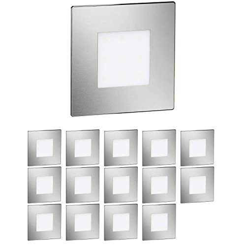 ledscom.de LED Treppen-Licht FEX Wand-Leuchte, eckig, 8,5x8,5cm, 230V, warmweiß, 15 STK.
