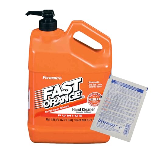 Fast Orange Handwaschpaste Kanister à 3,78 Liter mit Pumpe - Effektive Reinigung mit pflegenden Inhaltsstoffen inkl. 1 St. DEWEPRO SingleScrubs