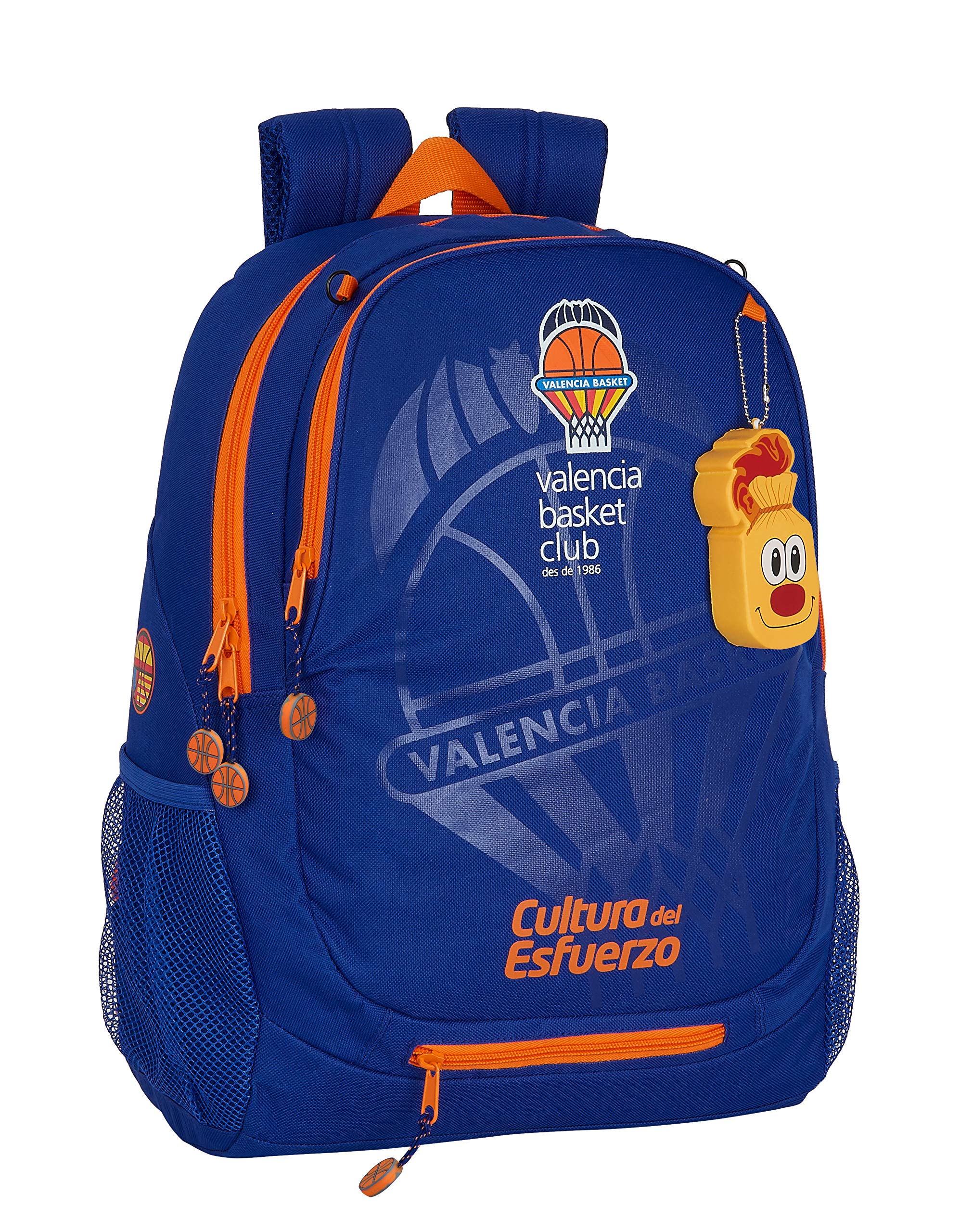 safta Valencia Basketball-Rucksack, anpassbar, Blau/Orange, 320 x 160 x 440 mm