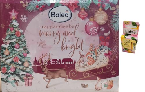 Balea Adventskalender 2023 - Advent Calendar - Beauty - Kosmetik - MakeUp - Limitiert + Lippen Pflege Peeling Banane 4,8 g. Limitiert
