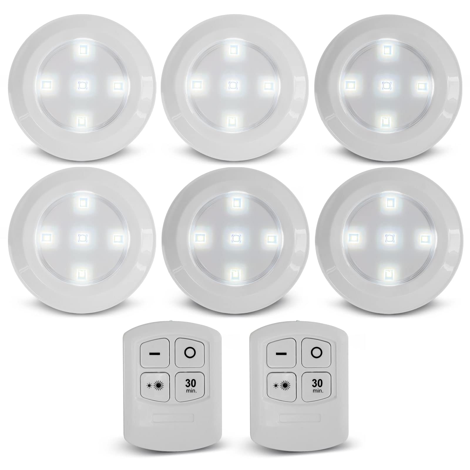 Eaxus® 6er Set LED Lampe Batteriebetrieben - LED Unterbauleuchte mit Fernbedienung und Timer