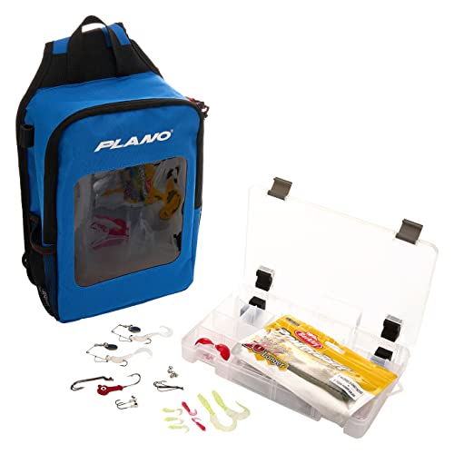 Plano Let's Fish Sling Pack, inklusive Catch More Fish Tackle Kit, Premium Tackle Angel-Sling Bag mit verstellbarem Schultergurt für Links oder rechts tragen