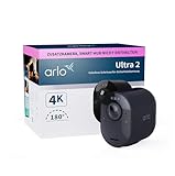 Arlo Ultra 2 Überwachungskamera Aussen WLAN, Kabellos, 4K UHD Qualitätsprodukt, 180° Sichtfeld, Spotlight, Farb-Nachtsicht, Bewegungsmelder, Alarm Sirene, Zusatzkamera mit Akku, SmartHub Benötigt