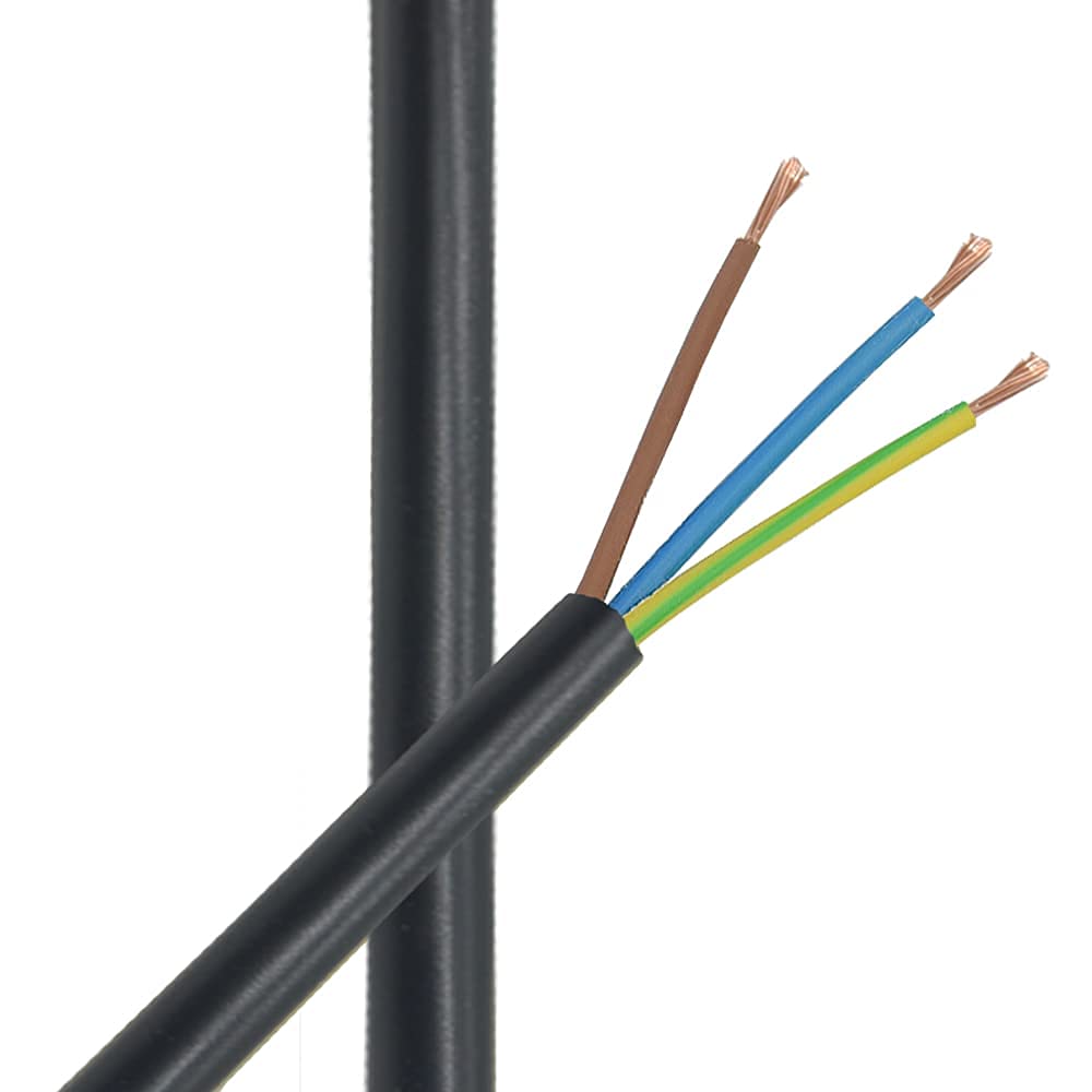 10m Kabel Schwarz 3x1,5 mm² flexibel H05VV-F PVC isolierte Schlauch-Leitung 3G Leuchtenkabel Lampenkabel Zuleitung Stromkabel