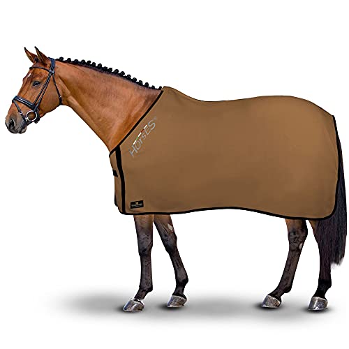Horses, Fleece Pferdedecke, Basismodell, weich und bequem, ideal für Transport und Feierabend, Größe XS-120cm bis XXL-162cm, in verschiedenen Farben erhältlich (Hazel - 145 cm)