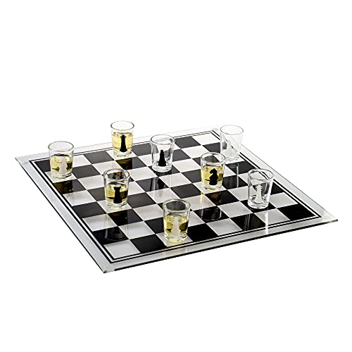 Monsterzeug Trinkspiel Schach mit 32 Schnapsgläsern, Partyspiel aus Glas mit Shotgläsern, Saufspiel für Erwachsene