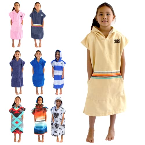 COR Kinder Unisex Poncho Handtuch Bademantel hell und dunkelblau für Kinder im Alter von 3–10 Jahren (Retro-Sand)