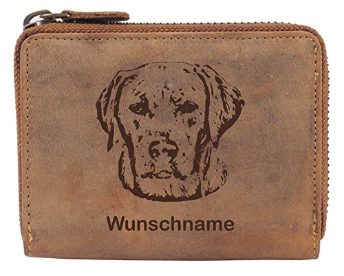 Greenburry Damen-Geldbörse PERSONALISIERT mit Hunde-Motiv Labrador Retriever, Leder Damengeldbeutel