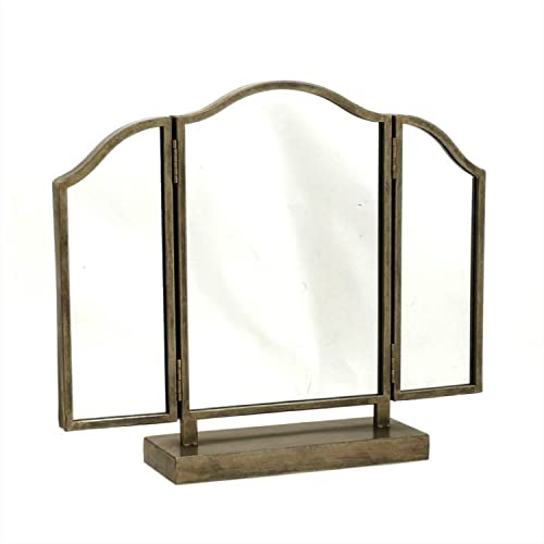 CIAL LAMA Dreifacher Tischspiegel, Metall, goldfarben, 56 cm