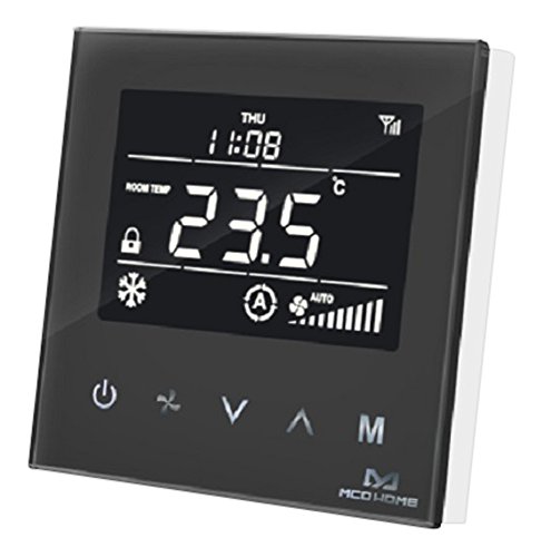 MCO Home MCOEMH8-FC4B Fan Coil Thermostat (4 Leitungsrohre) Black Edition, 230 V, schwarz