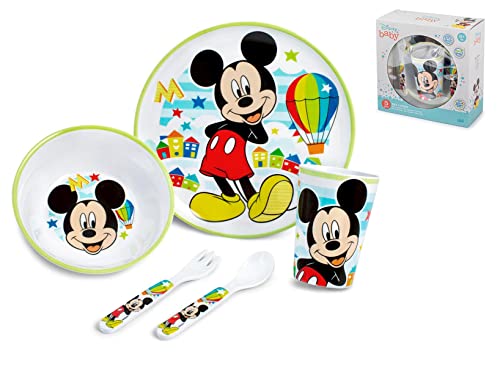 Lulabi Mickey Simply Set mit 5 Teilen für Kinder, Melamin – 1,8 kg