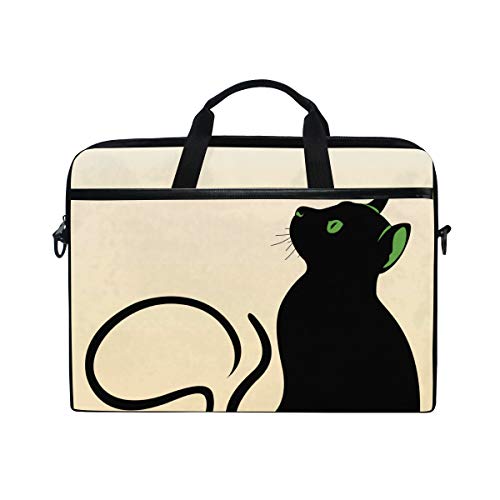 LUNLUMO Laptop- und Tablettasche, Motiv: schwarze Katze, strapazierfähig, für Business/Uni/Damen/Herren