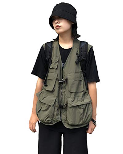 Damen Anglerweste Journalist Fotografie Atmungsaktiv Weste Reisejacke Mantel Multi-Tasche Jacke