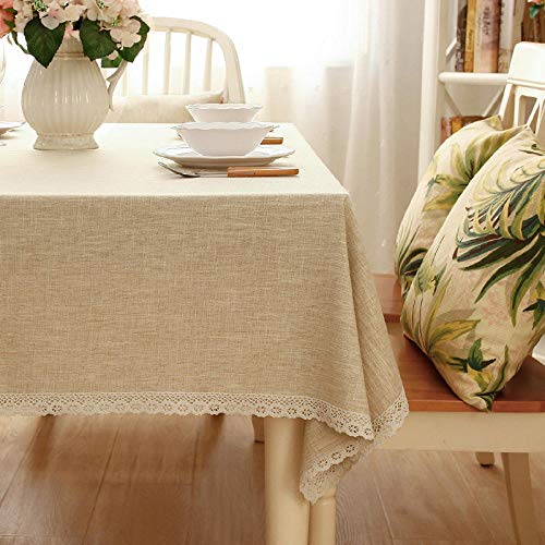 XQSSB Tisch Decke aus Premium Rechteckige Atmungsaktives Baumwollleinen für Gastronomie Feste Party Hochzeiten beige A 100 × 160cm