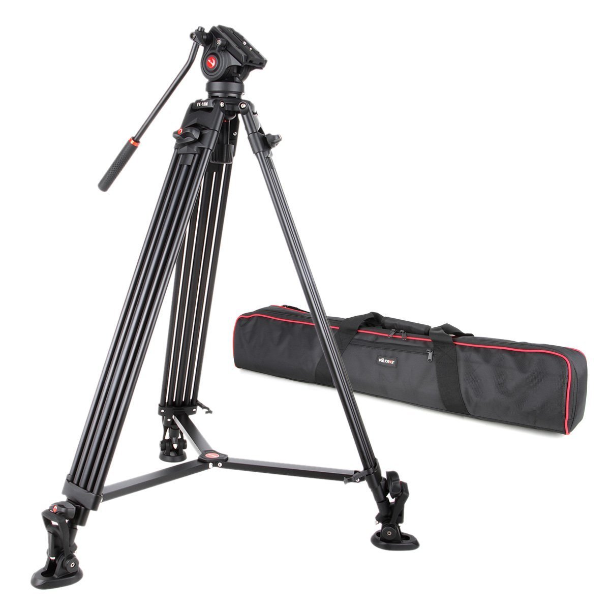 VILTROX VX-18M 188cm / 74 Zoll Panorama Kamera Dreibein Stative mit Fluid Drag Kopf für DSLR Kamera & DV Camcorder, Aluminiumlegierung