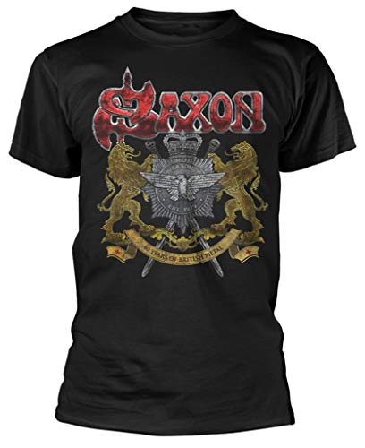 Saxon '40 Years' (Black) T-Shirt (Large)