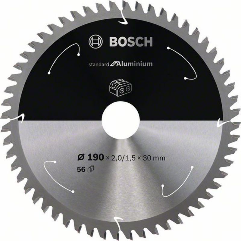Bosch Akku-Kreissägeblatt Standard for Aluminium, 190 x 2/1,5 x 30, 56 Zähne 2608837771