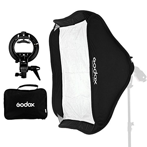 Godox Softbox 24'' x 24'' mit Godox S-Type Speedlite Halterung, Bowens Mount Portable Softbox Kit Geeignet für Godox V1 AD400Pro AD200Pro AD200 V860II TT685II TT600 TT350
