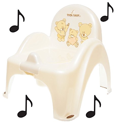 Topf de Toilette Musical für Baby Kinder Sessel Stuhl Farbe Weiß Perle mit Thema Bär