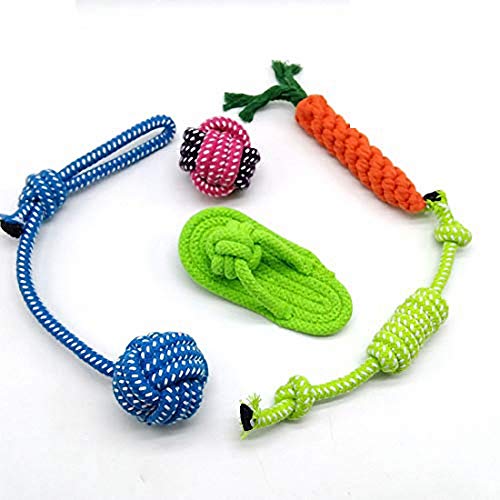 Ulalaza Pet Supply Natural ungiftig Seil Hundespielzeug - Hanf - Play Fetch - Tauziehen - Hundezahnen - Puppy Chew - 4 Pack