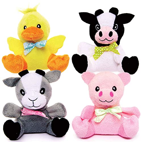 Baker Ross FC933 Bauernhof Plüsch Kuscheltiere-4er Pack, Plüschtier Stofftiere für Kinder