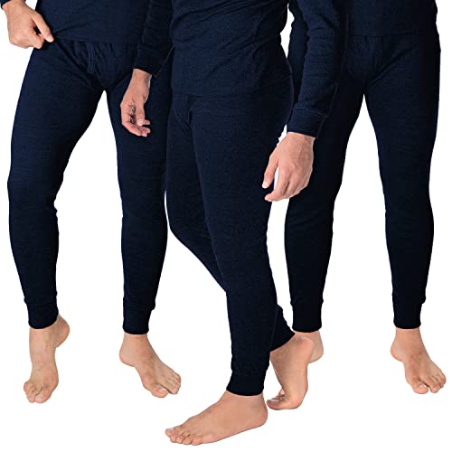 Thermounterhose Herren 3er Pack | Thermo Unterhose mit Innenfleece | 3 Stück Lange Thermohosen - Blau - 10/4XL