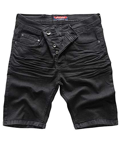 Rock Creek Herren Shorts Jeansshorts Denim Short Kurze Hose Herrenshorts Jeans Sommer Hose Stretch Bermuda Hose Schwarz RC-2202 Nightblack W31