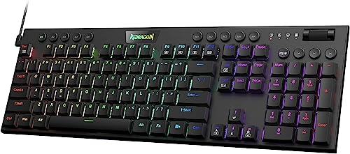 Redragon K619 Mechanische Tastatur, RGB, verkabelt, blaue Schalter, schwarz