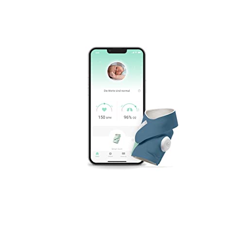 Owlet Smart Sock Babyphone - Baby-Socke mit Pulsoximeter Funktion - Überwachung von Puls, Herzfrequenz und Sauerstoff - Anzeige in Basisstation und App, Nachtblau