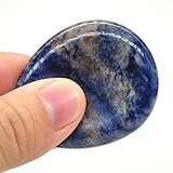 Handschmeichler, Daumenmassage, natürliche Edelsteinkristalle, Wicca-Werkzeug, spirituell Reiki Crystals (Color : Blue Sodalite, Size : 48 * 40 * 9 mm)