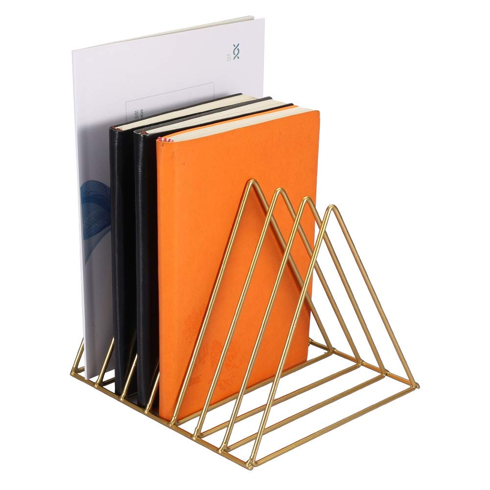 DEWIN Magazinhalter, Metal Triangle Iron Bücherregal Regalhalter für Bücher Magazine (Farbe : Gold)