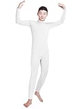 lucky baby store Jungen Männer Lycra Spandex Rollkragen Langarm Ein Stück Dancewear Ganzanzug Bodysuit (XXL, white)