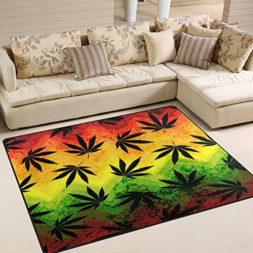 Use7 Bunte geometrische Cannabis Marihuana Teppich Teppich Teppich f¨¹r Wohnzimmer Schlafzimmer, Textil, Mehrfarbig, 203cm x 147.3cm(7 x 5 feet)