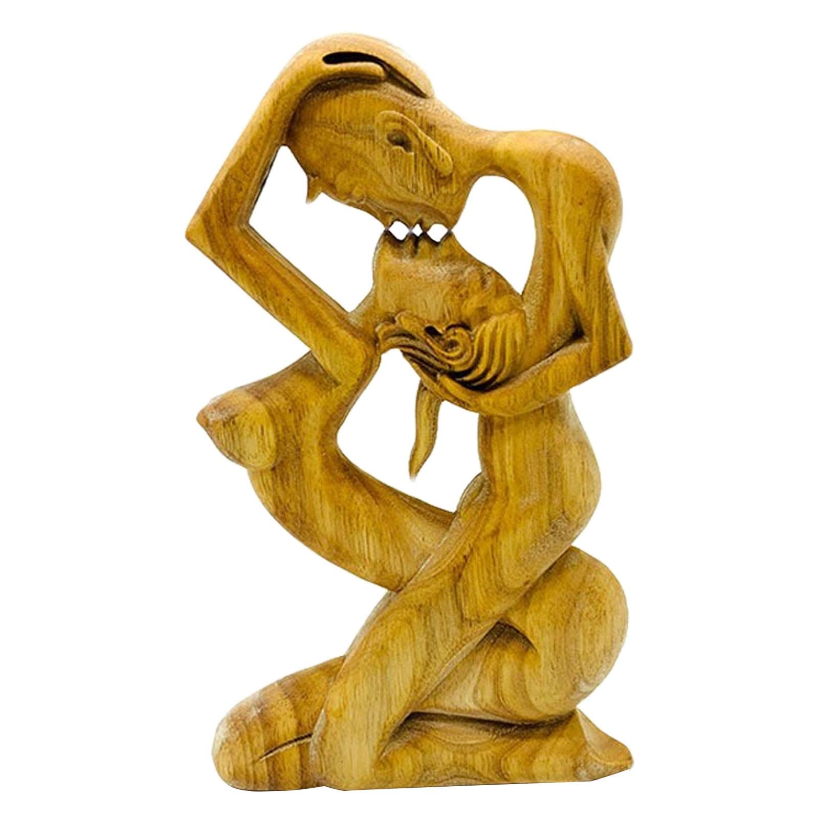 Greatideal Romantische Holzskulptur - Liebe Ewige Hölzerne Paar-Statue, Antike Handgemachte Abstrakte Statue, Menschliche Figur-Skulptur-Jubiläumsgeschenke, Für Hochzeit, Paar Oder Einweihungsparty