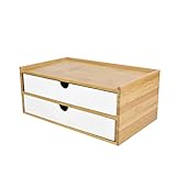 Verve Jelly Desktop Schubladenbox Holz, Aufbewahrungsbox mit Schubladen Vintage Schmuckkästchen Holzkästchen Holzbox mit Schubfach Organizer Holz Tischkommode zur Aufbewahrung (Weiß, 2 Stöckig)